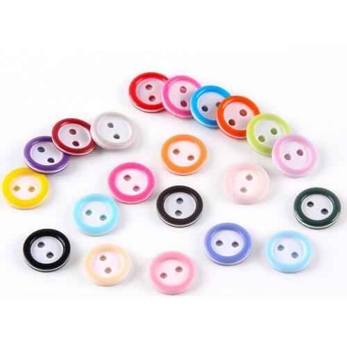 100pcs 11mm Mixed Round Resin Buttons With 2 Holes For Crafts Garments Sewing Accessories Scrapbooking