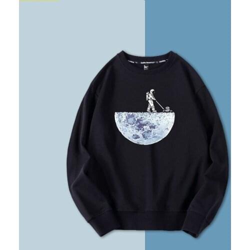 Astronaut Moon Landing Print Pullover Mens Spring And Autumn Pullover Harajuku Pullover Mens Fashion Casual Mens Sweater