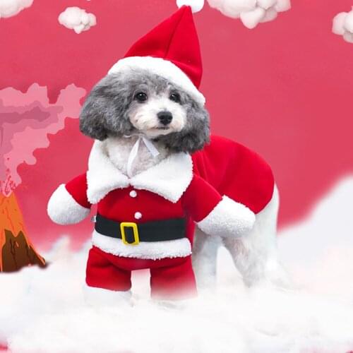 Dog Cat Christmas Santa Claus Costume Funny Pet Cosplay Costumes Suit with A Cap Dog Warm Coat Animal Festival Clothes Apparel