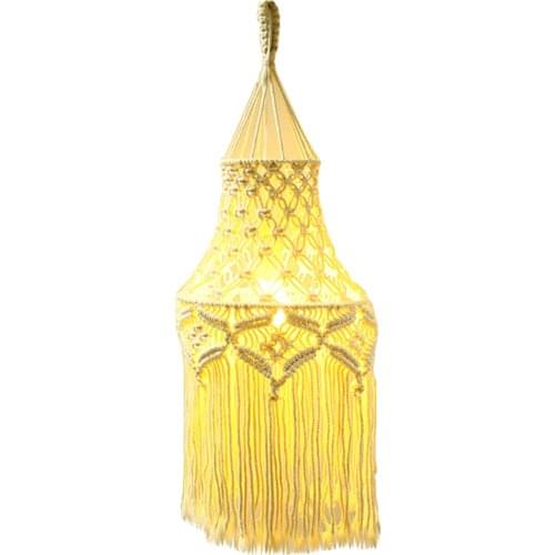 Hand-Woven Living Room Ceiling Lamp Shade Bohemian Tassel Bedroom & Bathroom Lampshade Warm White Lamp Shade Macrame Lampenkap 1