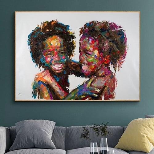 Happy Children Black Lives Matter African Art Poster Print Canvas Painting Abstract Wall Picture For Living Room Home Decoration