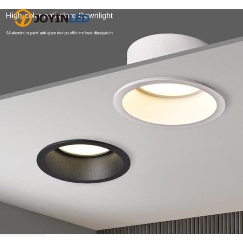 Downlight Hole Embedded Household Hotel Aisle Shop Commercial Narrow Edge Anti Glare Led Three Color Ceiling Downlight