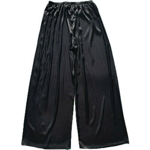 Women Satin Trousers Nightwear Pajama Bottom Sleepwear Wide Leg Pants Black Navy Blue Wide Leg Pants 914-A666