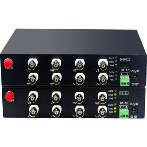 1pair 8 Channel 1080P HD AHD CVI TVI Fiber Optical Video Converter 8V1D Single Mode Single Fiber 10KM with RS485 Reverse Data