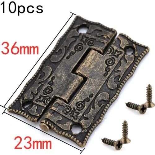 10pcs Antique Bronze Cabinet Door Hinge Practical Drawer Jewelry Decoration Vintage Hinges For Wooden Box Furniture Hardware
