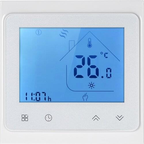 16A WIFI Programmable Electric Floor Heating Thermostat Temperature Controller Touchscreen LCD Backlight Voice Control Function