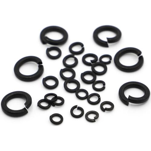 2/5/10/20/50/100pcs M3 M4 M5 M6 M8 M10 M12 M16 M20 M24 M27 M30 8.8 Grade Black Carbon Steel Elastic Gasket Spring Lock Washer