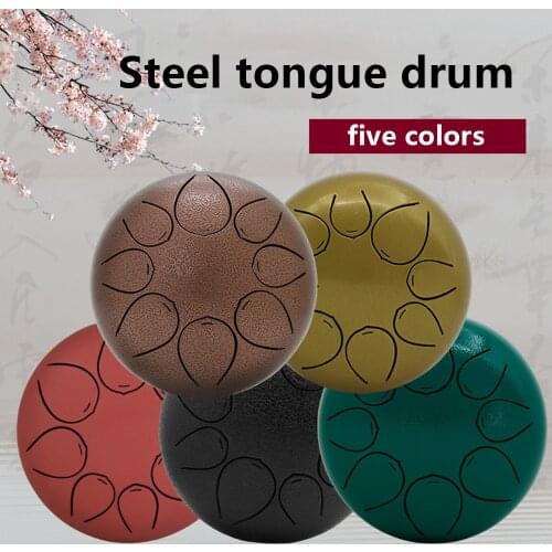 5 Inch Steel Tongue Drum 8 Tune Handpan Tank Drum Ethereal Drum Percussion Instrument With Drumsticks Carrying Bag Accessories