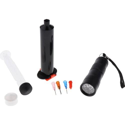 5CC/ML UV Epoxy Cure with 3 Needle Fly Tying Flies Glue Coating Tool