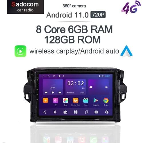 360 Panoramic IPS Carplay 6G+128G Android 10.0 Car DVD Player GPS WIFI Bluetooth 5.0 RDS Radio For Toyota Fortuner 2 2015 - 2020