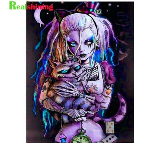 Full round square diamond embroidery Handworke Puzzle Cat Skull Diy diamond painting mosaic art Cartoon 5d Children Gift,N2128