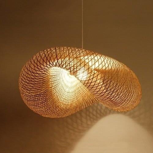 Creative Handmade Bamboo Pendant Lights Living Room Home Decor Hanging Lights Simple Personality Dining Room Bamboo Hat Lamp E27