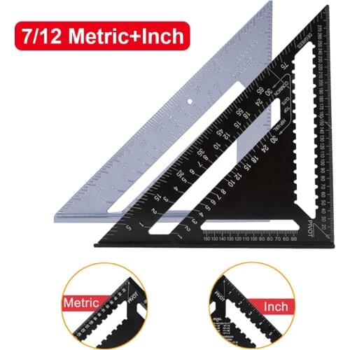Wood Working Ruler 7 inch Aluminum Alloy Triangle Angle Ruler Squares for Measuring Speed Square Angle Protractor Gauge Measure