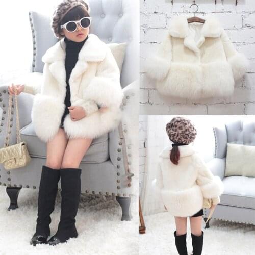 New 2018 Girls Winter Faux Fur Brand Fur Coat for Girls Long Sleeve Formal Soft Party Kids jacket Childrens Faux Fur Outwear