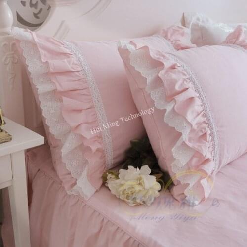 Europe Luxury cake layers ruffle pillowcase pink handmade wrinkle elegant pillow cases pillow cover bownot design sweet princess