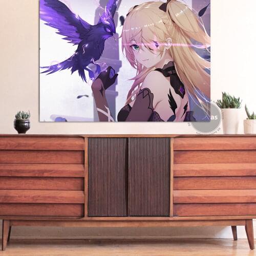 Canvas Anime Keqing Genshin Impact Pictures Home Decoration Paintings Poster HD Prints Wall Art Modular Living Room