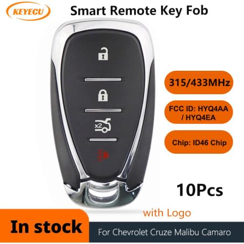 KEYECU 315 / 433MHz ID46 Chip HYQ4AA HYQ4EA Smart 4 Button Remote Key Fob for Chevrolet Malibu Volt Equinox Sonic Trax 2016-2019
