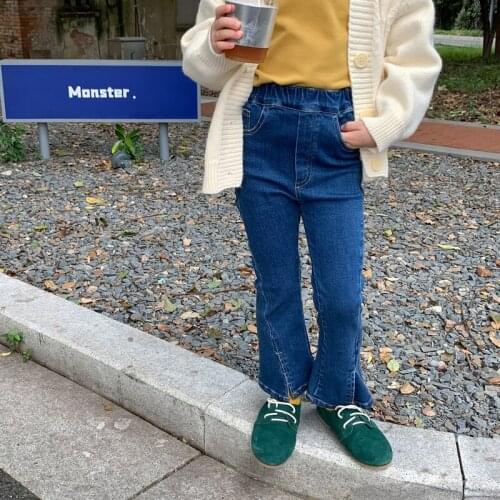 2021 Korea style girls boys denim pants autumn fashion kids long jeans pants 2-8 years