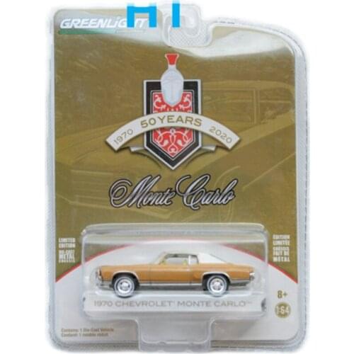 GREENLIGHT 1:64 1970 CHEVROLET MONTE CARLO Diecast Collection of Die-casting Simulation Alloy Model Car Children Toys