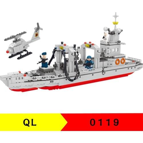 786pcsQL0119 Building Blocks Military Series Integrated Supply Ship Childrens Educational Diy Small Particle Assembly Toy Gifts