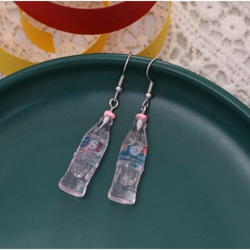 Creative Cool Bottle Drop Earrings for Women Girl 2020 Funny Drinking Style Cartoon Transparent Bottle Dangle Earrings Gifts