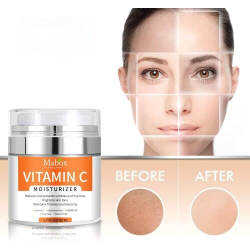 50ml Vitamin C Facial Cream Repair Anti Aging Anti Wrinkle Remove Dark Spots Melanin Remover Brightening Face Care Drop shipping