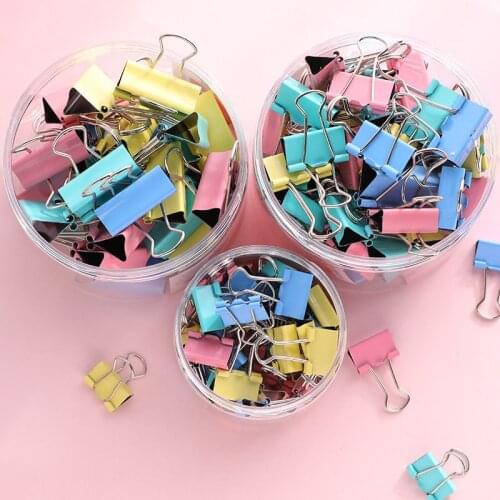 60pcs/lot Metal Paper Binder Clips Metal Paper Clips Candy Color Grip Clamps For Office School Stationery Paper Document