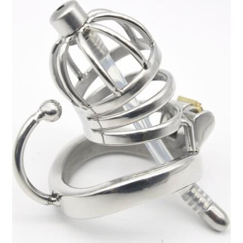 Metal Cock Ring Male Chastity Cage With Urethral Catheter Penis Lock Stainless Steel Men Chastity Device Cock Cage Sex Toys