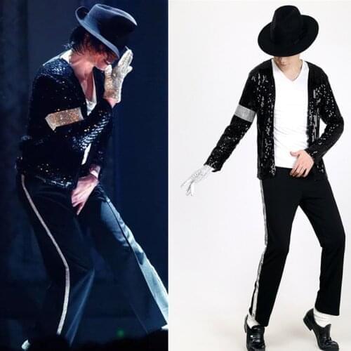 MJ Michael Jackson Coat Billie Jean Jacket Glove Modern Dance Cosplay Costume Kids Clothing Hallowmas Party Cos Set Girl Tshirts