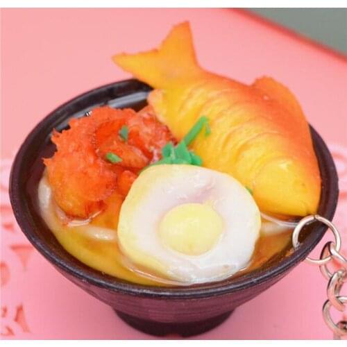 Simulation Noodles Food key chain promotional gift children play toys kitchen food props key Ring party gift keychain K3156