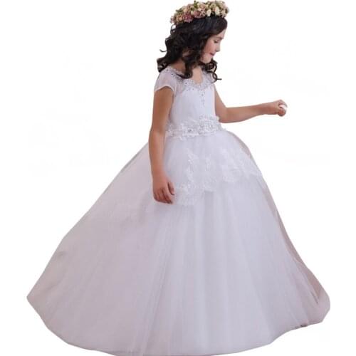 Fancy flower girls dresses purple sash fantasia vestido little girls party dress white girls gowns for kids first communion dres