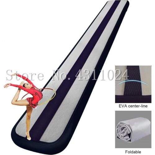 Inflatable Air Tracking Mat(4x0.4x0.1m) and Balance Beams Gymnastics Air Track with EVA Middle Line for Home Gym Training
