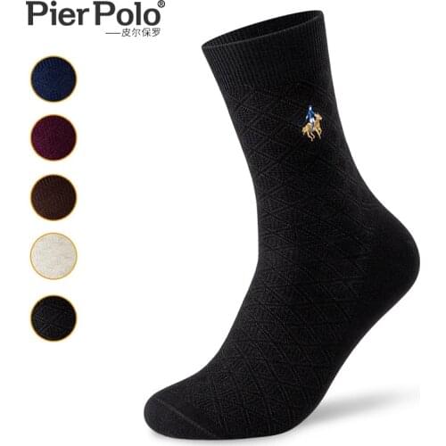 5 Pairs Brand New PIER POLO Homocentric Squar Socks Casual Business Crew Socks Autumn Winter Mens Socks Manufacturer Wholesale