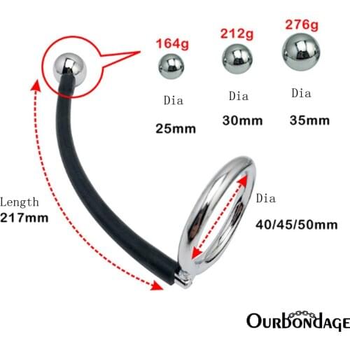 Ourbondage 3 Size Cock Ring Stainless Steel 3 Size Ball Butt Plug For Men Women Prostate Massage Adult Sex Toys