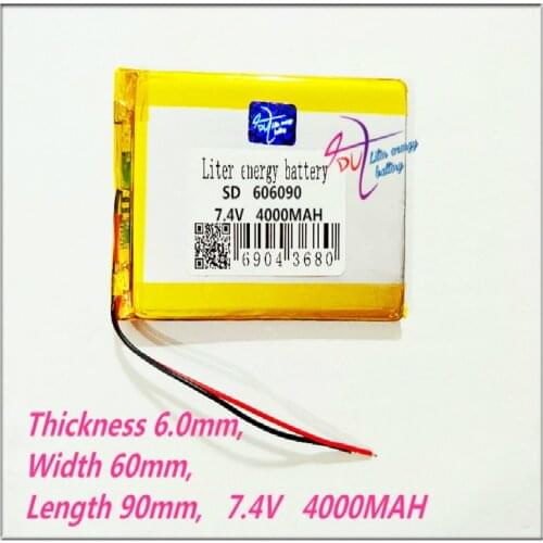606090 7.4V 4000MAH Polymer lithium ion battery can be customized wholesale CE FCC ROHS MSDS quality certification