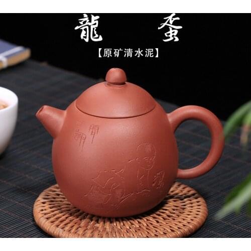 Undressed ore qing cement dragon egg pot small pot rainbo semi-manual teapot a generation of goods wholesale and custom