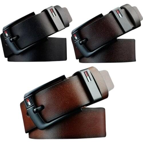 Business Belts for Men Pin Buckle Fancy Vintage Designer Belt Fashion Waist Belt Male High Quality Male Leather Belt