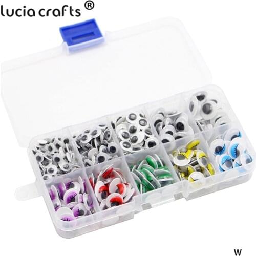 Lucia crafts 1box/lot 5-12mm Self-adhesive Wobbly Googly Eyes DIY for Clothes Scrapbooking Stuffed Toy Doll decor K0809