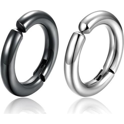 Titanium Steel Earrings 2020 Rock Punk Round Circle Ear Cuff Fake Piercing Clip On Earrings For Men Fashion Jewelry Women Gift
