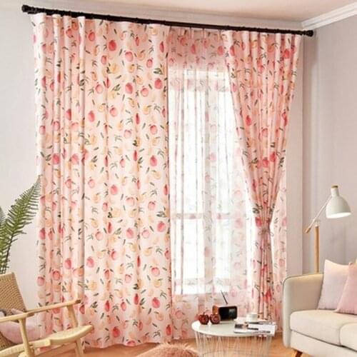 Nordic Curtains for Children Bedroom American Pastoral Peach Curtains Finished Fresh Semi-shading Curtains for Living Room