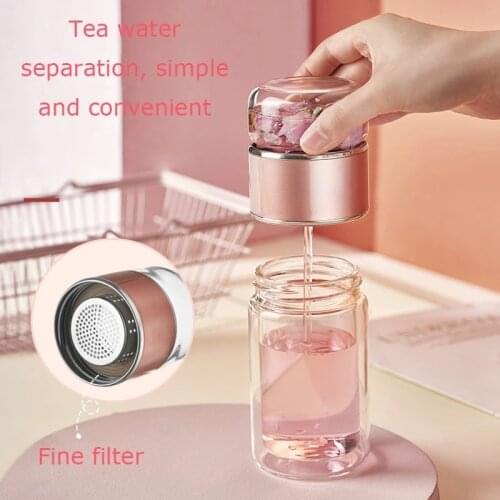 280ML Double Wall Glass Water Bottles Tea Infuser Filter Tea Separation Tumbler Tea Cup Travel Drinkware Glass BottleTransparen