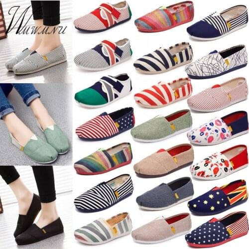 Breathable Flat Canvas Shoes Casual Striped Print Comfortable Flats Women Spring Summer Slip On Loafers New Wild Work Shoes 2020