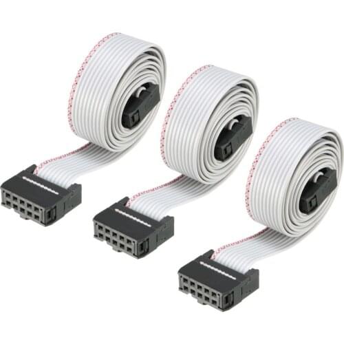 Uxcell 3 Pcs IDC Rainbow Color/Gray 10 Pins 48/66cm Long 2.54mm Pitch Wire Flat Multicolored Flexible Ribbon Jumper Cable