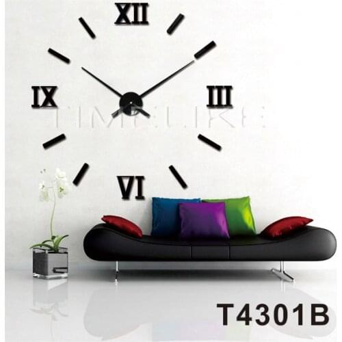 Home Wall Decoration Mirror Wall Sticker Clock DIY 3D Wall Clock Large Clock Hands Quartz Mechanism