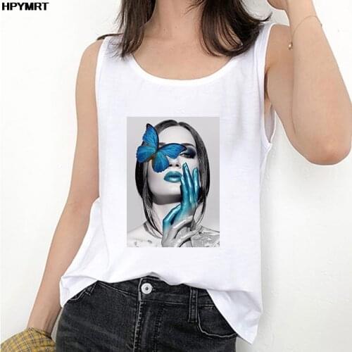 Women Vintage Beauty Printing Summer 90s Fashion Sexy Tank Tops Clothes Sleeveless Tee Top Female Harajuku Graphic T-shirt Femme