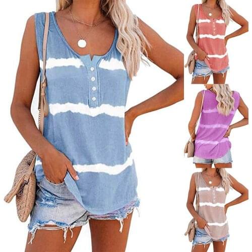 Woman Tshirts 2021 Summer European New Selling tie-dye Printing Clasp Vest T-shirt Female Harajuku T Shirt Women BX20019