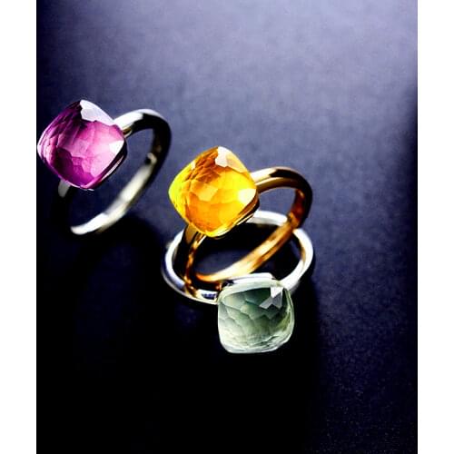 Top Quality New Cute Candy Style Ring 22 Colors Crystal Stone With Rose Gold/Gold/Silver Plated Rings For Women Birthday Party