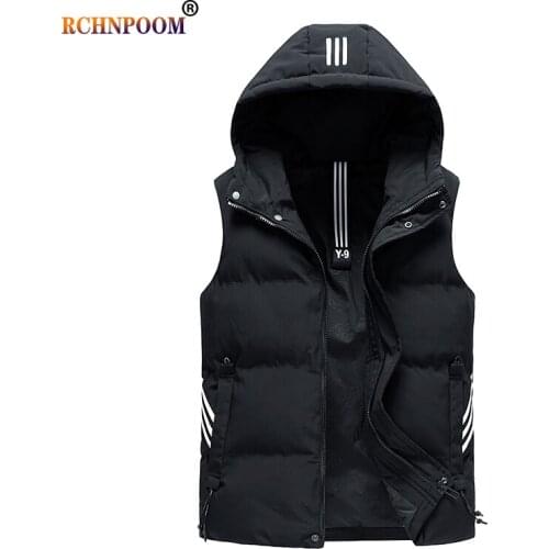 Men New Autumn Fashion Warm Sleeveless Hooded Jacket Vest Men Winter Casual Thicken Plus Size Brand Clothing Waistcoat 7Xl