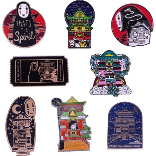 Spirited Away Bathhouse Spirits Badge No Face Haku Radish Brooch Pin Ghibli Anime Jewelry