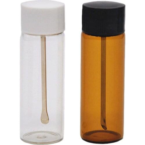 1PC 68mm Glass Bottle Snuff Snorter Bottle Pill Box Case Sniffer Bottles Snuff Sniffer Bottle With Metal Spoon Clear/Brown Color